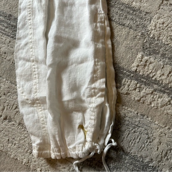 Puma White Linen Drawstring PANTS Women’s Size M Relaxed FitElasticWaist Pockets - Picture 5 of 6